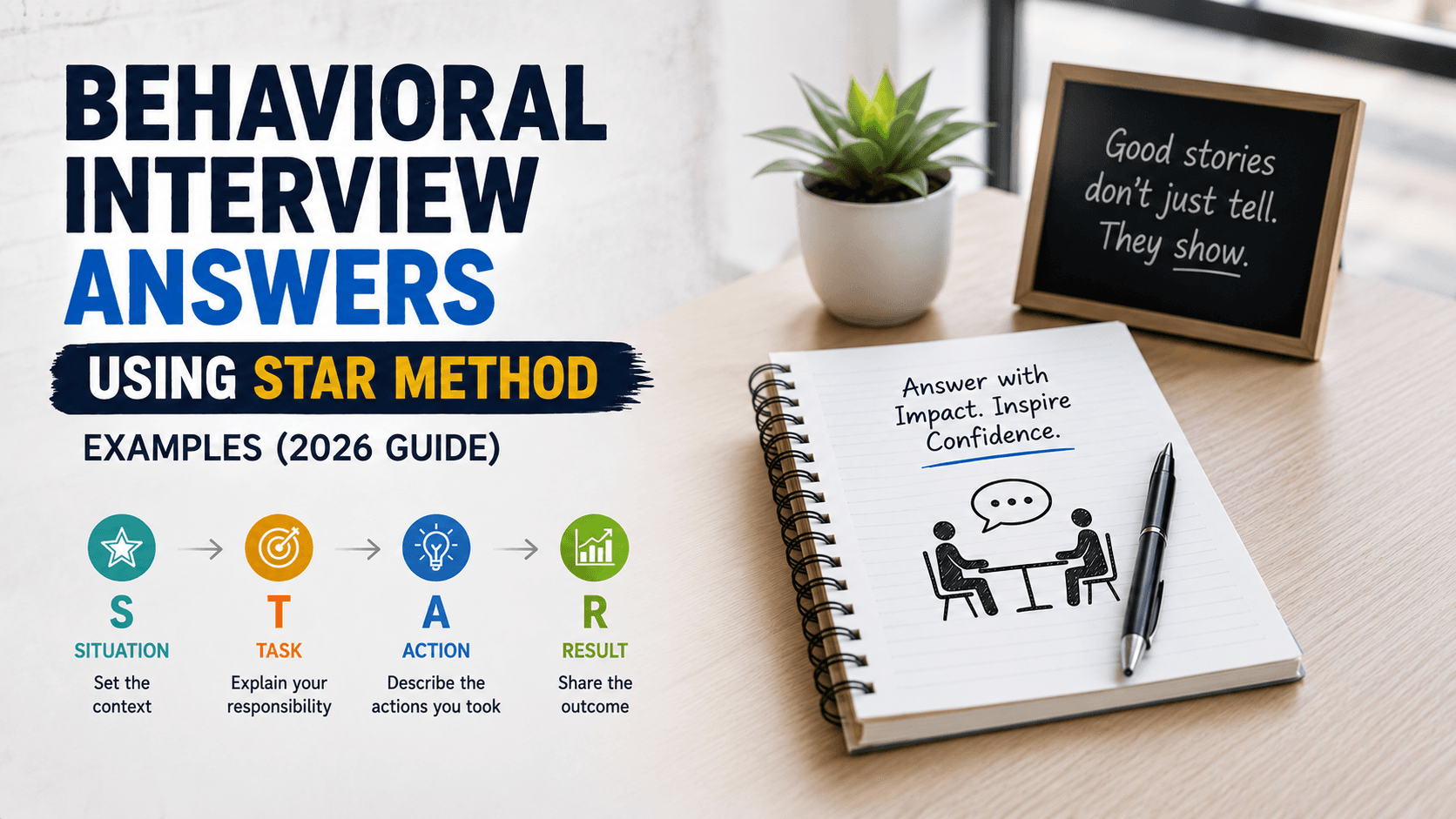 Illustration accompanying this guide to Behavioral Interview Answers Using STAR Method Examples (2026 Guide)